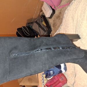 Chic Black Suede Boots with Zipper